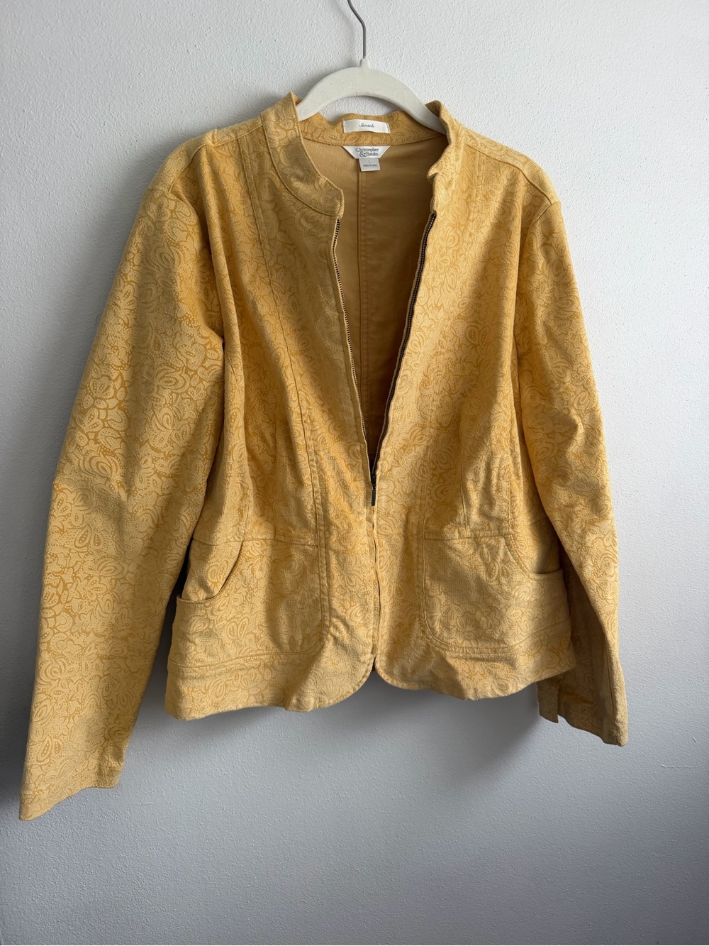 Christopher & Banks Yellow Embroidered Zip Blazer